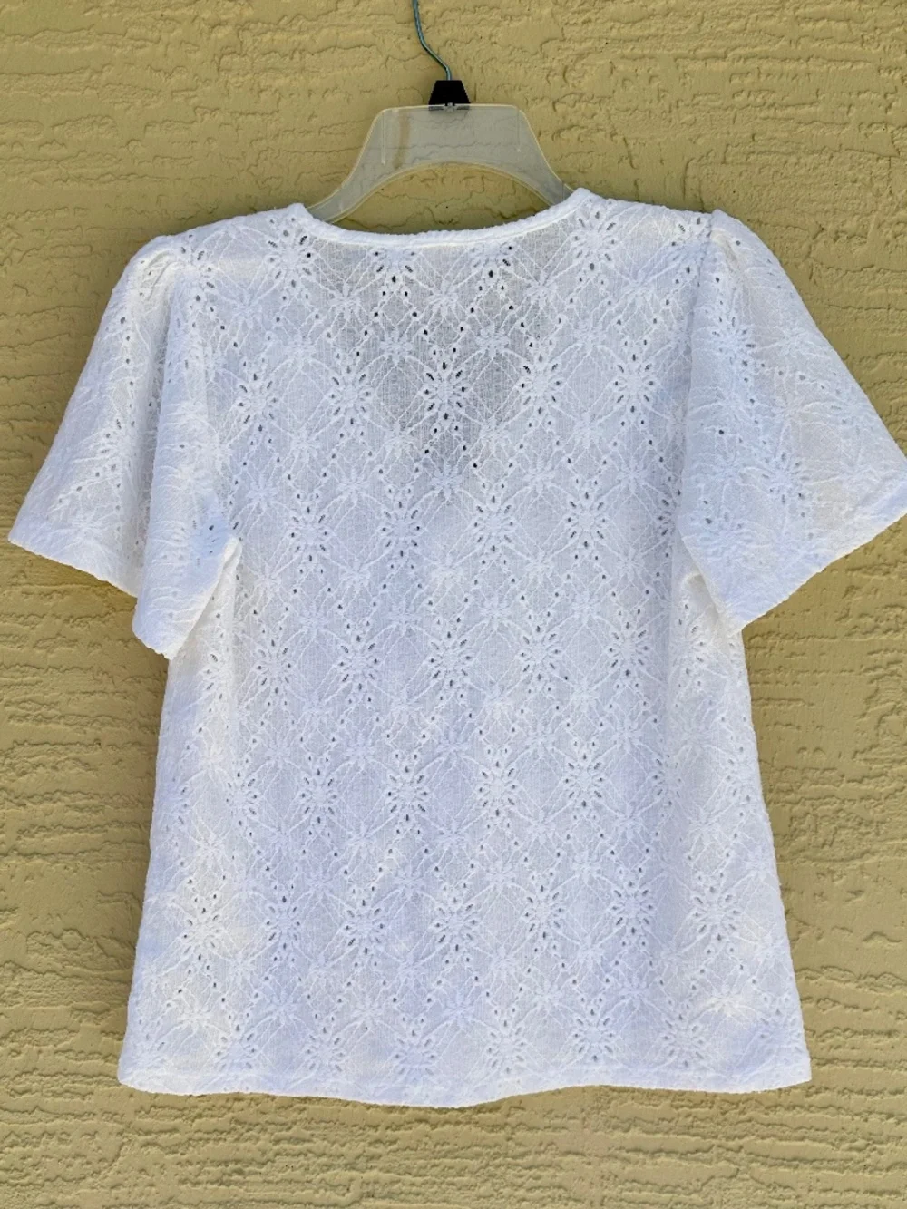 Michael Kors White Cotton Eyelit Tie-Front Blouse, Size SP